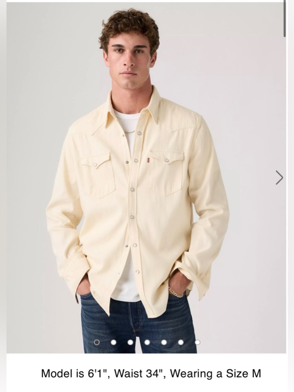 Levi's Premium BARSTOW WESTERN DENIM SHIRT SZ L Men’s Cream Button Down NWT
